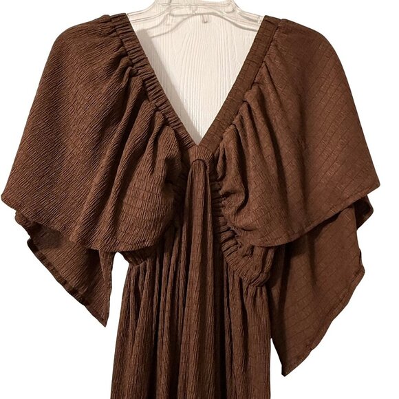 Sunnow Maxi Chocolate Brown V-Neck Dress - Size Small - Picture 4 of 7